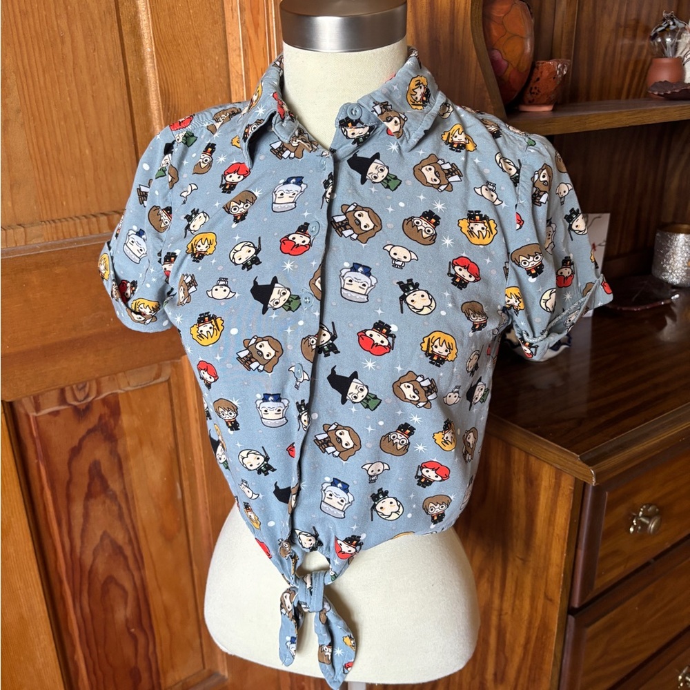 Harry Porter Print Tie-Front Shirt Box Lunch XS